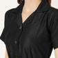 Women's Black Button-Down Denim Dress with Waist Tie (6081)