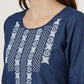 Women's Embroidered Denim Tunic Top with 3/4 Sleeves (6103)