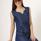 Women's Sleeveless Sweetheart Neck Denim Dress (6087)