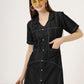 Women's Short Sleeve Button-Down Black Denim Dress (6098-Z Black)