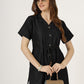 Women's Black Button-Down Denim Dress with Waist Tie (6081)