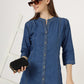 Women's 3/4 Sleeve Denim Maxi Shirt Dress (6001)