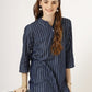 Women's Striped Denim Kurti with Mandarin Collar (6065)