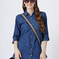 Women's Classic Button-Down Denim Shirt with 3/4 Sleeves (6099)