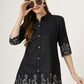 Colour Villa Women's Black Embroidered Denim Tunic Shirt (6045-Z BLACK)