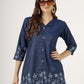 Women's Embroidered Denim Co-Ord Set with Shirt and Palazzo Pants (6106)