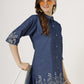 Women's Embroidered Denim Co-Ord Set with Shirt and Palazzo (6093)