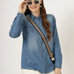 Women's Light Wash Denim Button-Down Shirt with Long Sleeves (6105)