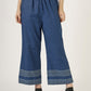 Women's Embroidered Denim Co-Ord Set with Tribal Print and Palazzo Pants (6107)